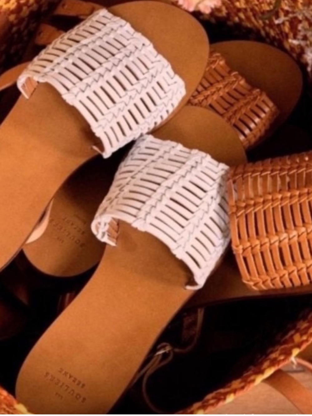 Sezane Tessa leather woven slides